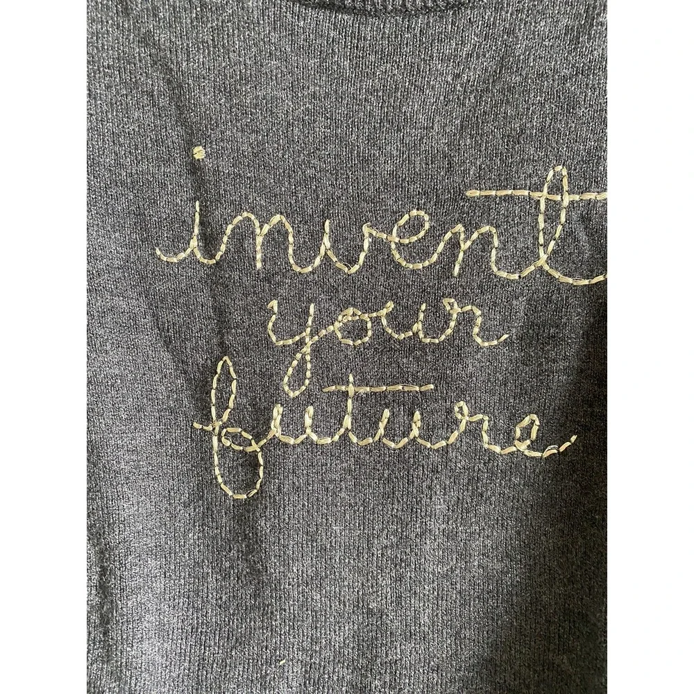 Gymboree Girl Size 14 Pullover‎ Gray Embroidered Sweater  Invent Your Future